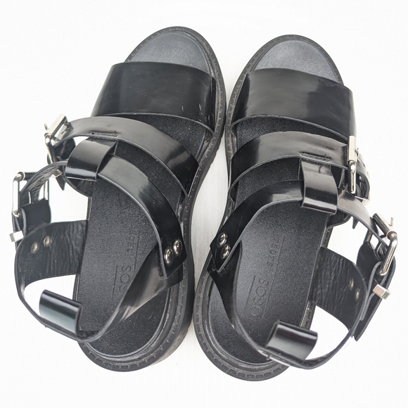 ASOS chunky black strappy gladiator platform sandals - Picture 5 of 12